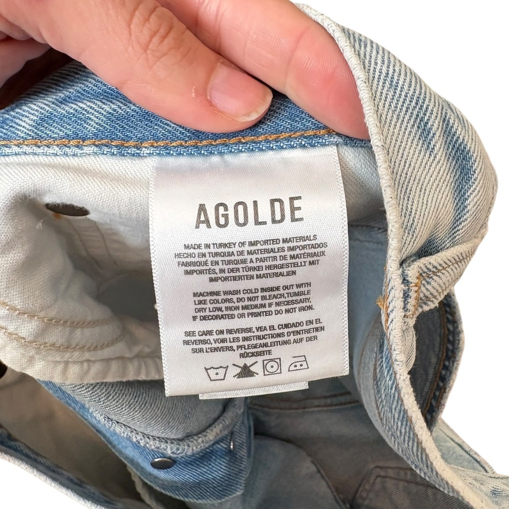 AGOLDE Parker Long High Rise Denim Shorts Light Wash Size 29 A9127-1141 - Picture 4 of 6
